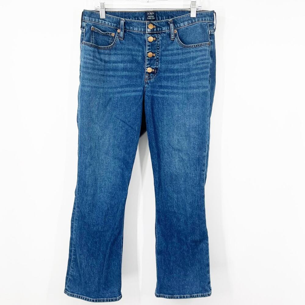 J. Crew Factory Mid-Rise Flare Cropped Jeans TALL